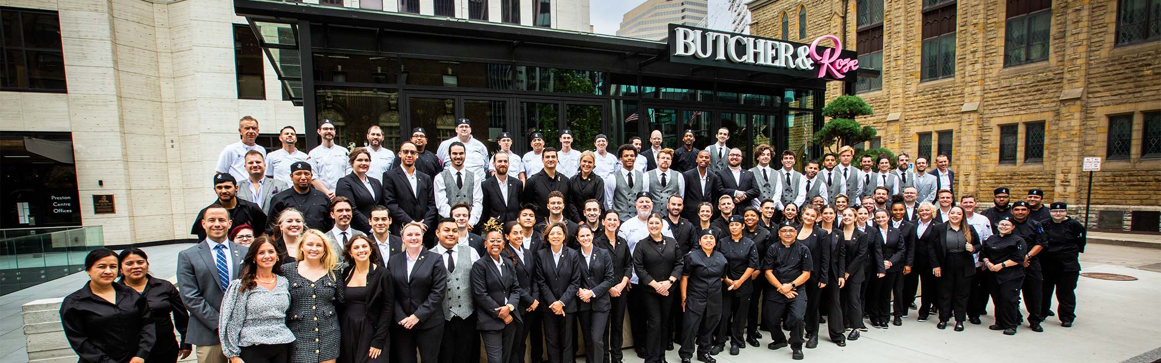 Butcher & Rose opening team standing together outside the restaurant in downtown Columbus, Ohio.